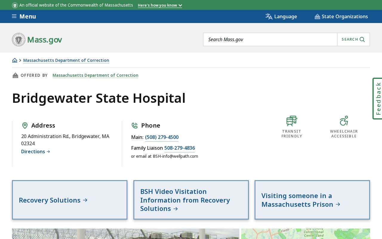 Bridgewater State Hospital discharge and contact information
