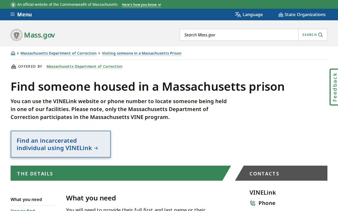 Plymouth County released inmate MA DOC search instructions