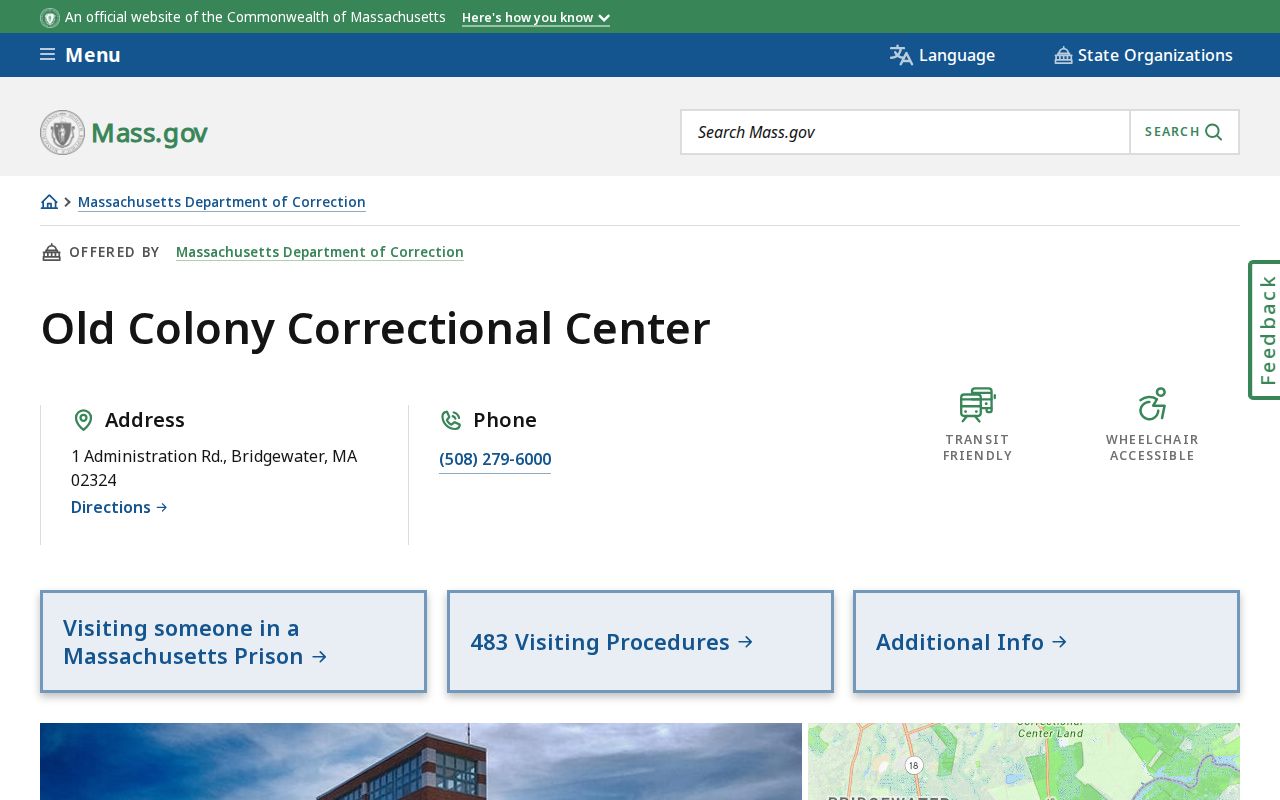 Old Colony Correctional Center release and facility information